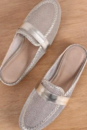 Liliana Metallic Sheer Fishnet Loafer Flats