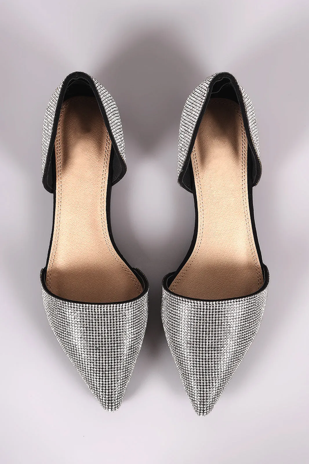 Liliana Rhinestone Pointy Toe Pointy Toe Dorsay Flat