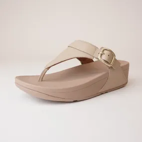 Lulu Adjustable Leather Toe Post Latte Sandals