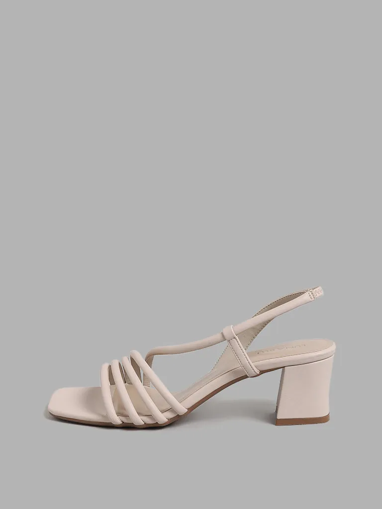 LUNA BLU Solid Ivory Block Sandals