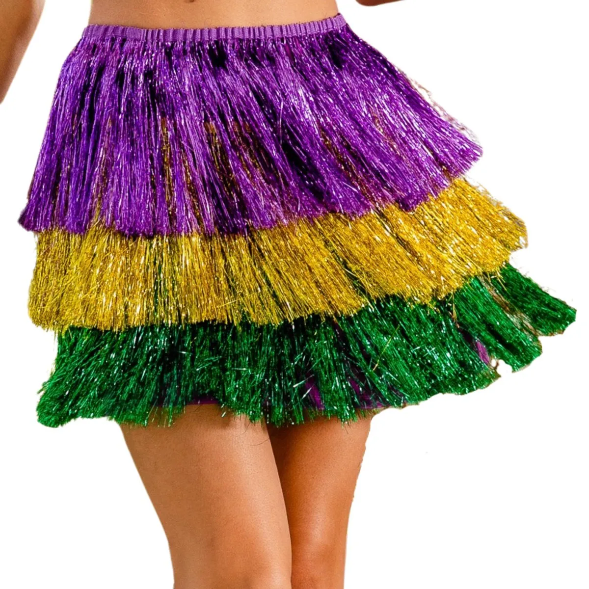 Mardi Gras Tiered Tinsel Fringe Skirt