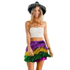 Mardi Gras Tiered Tinsel Fringe Skirt