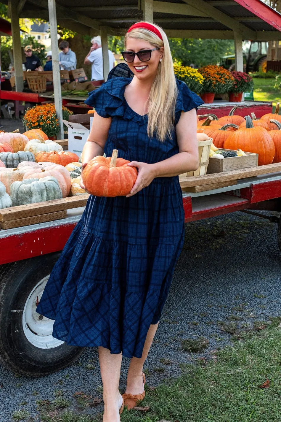 Marie Midi Dress in Pane Plaid