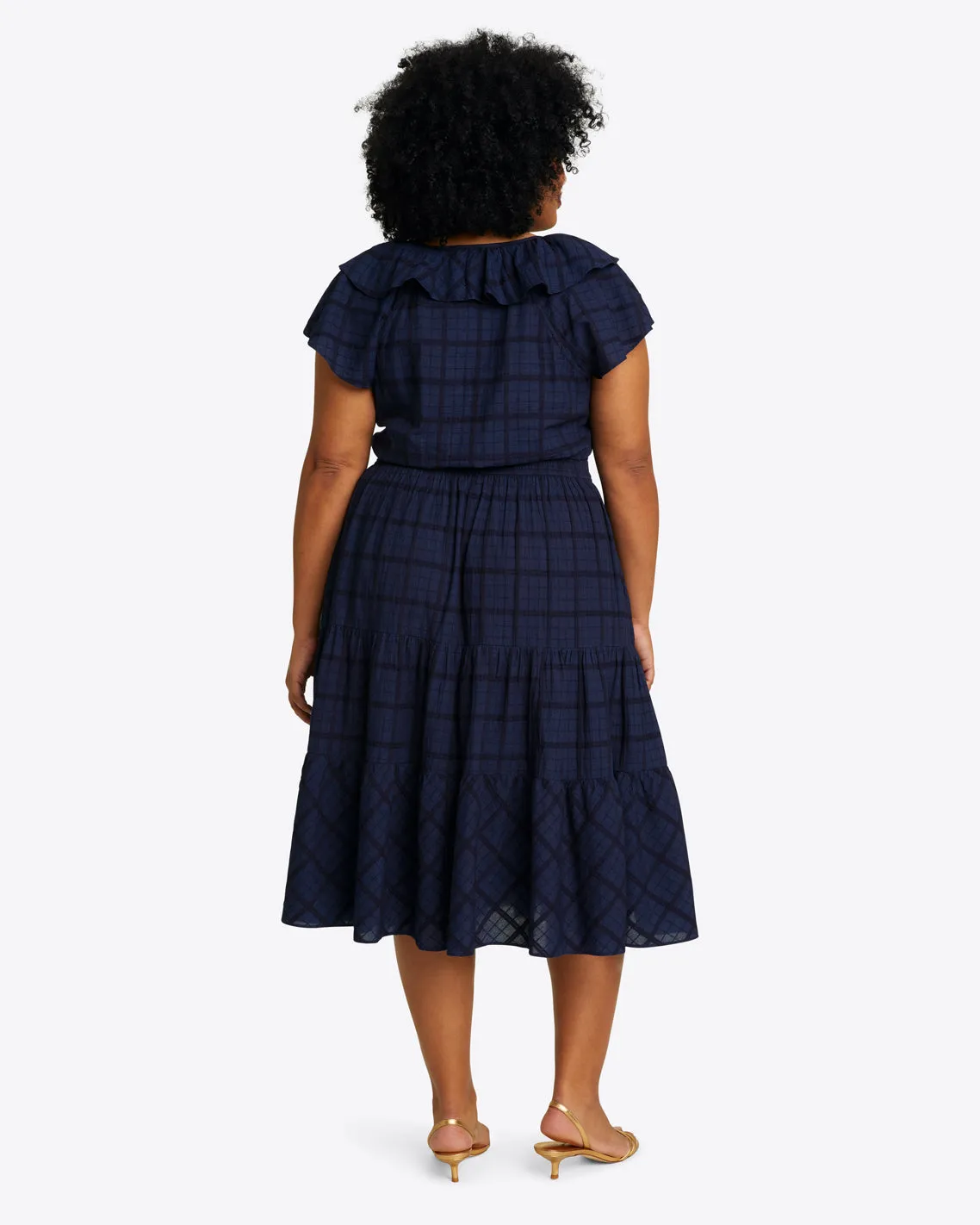 Marie Midi Dress in Pane Plaid