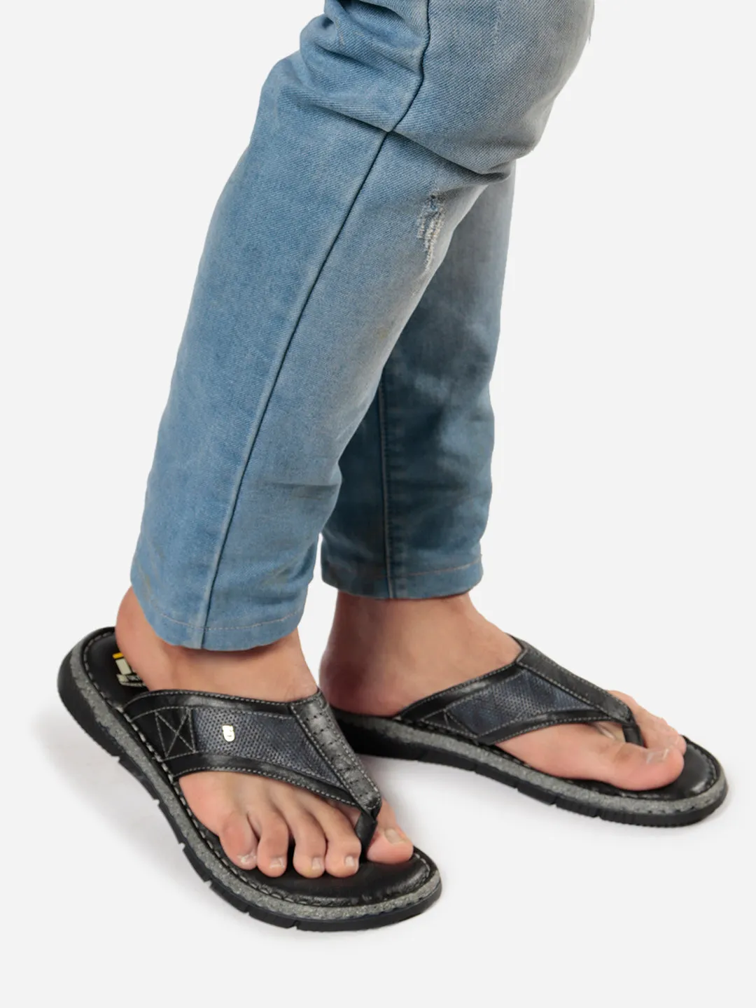 Men's Black Thong Casual Sandal (ID4104)