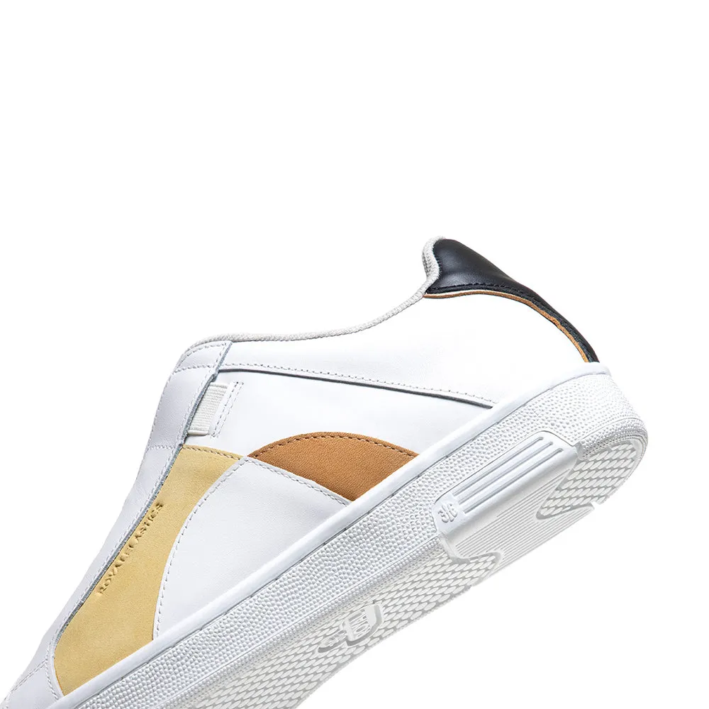 Men's Icon Dots White Yellow Logo Leather Sneakers 01933-039