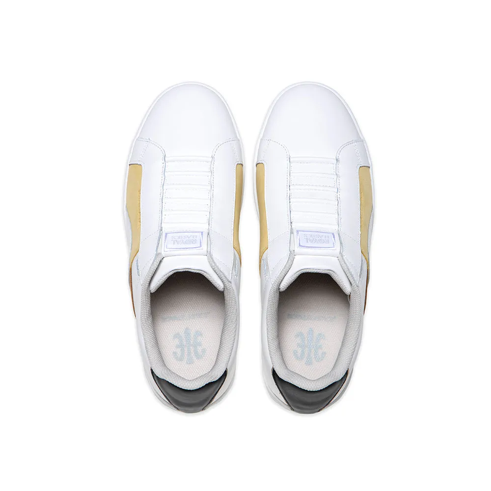 Men's Icon Dots White Yellow Logo Leather Sneakers 01933-039