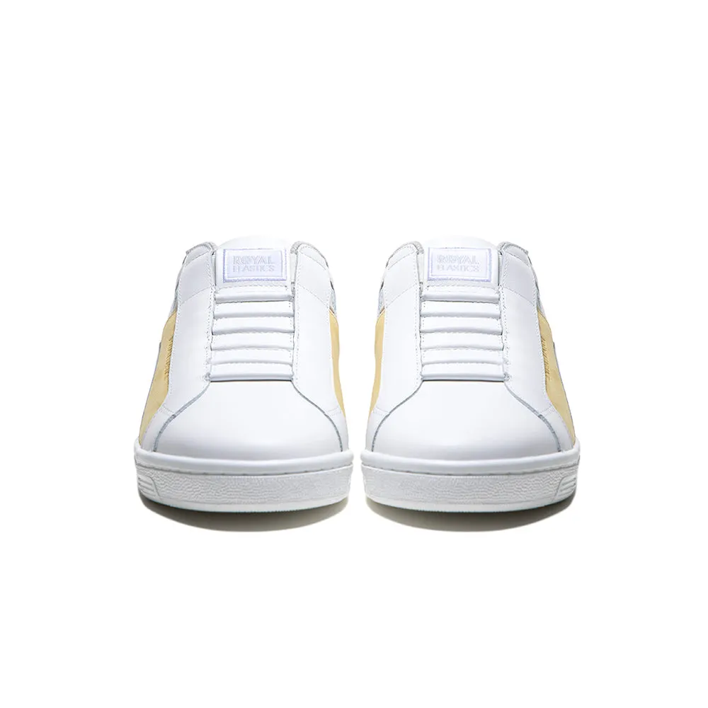 Men's Icon Dots White Yellow Logo Leather Sneakers 01933-039