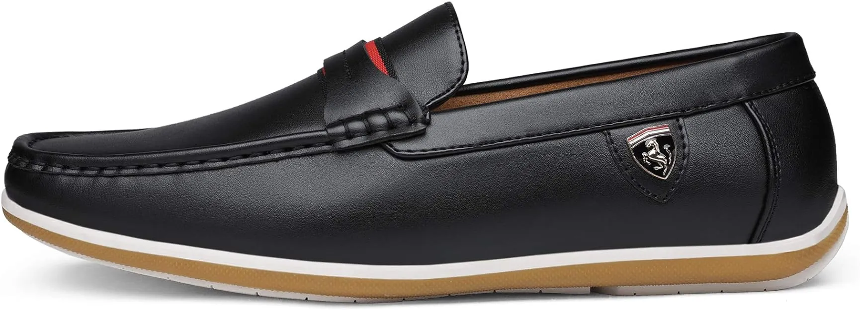 Men's Italian Style Black Vegan Leather Moccasin Loafers