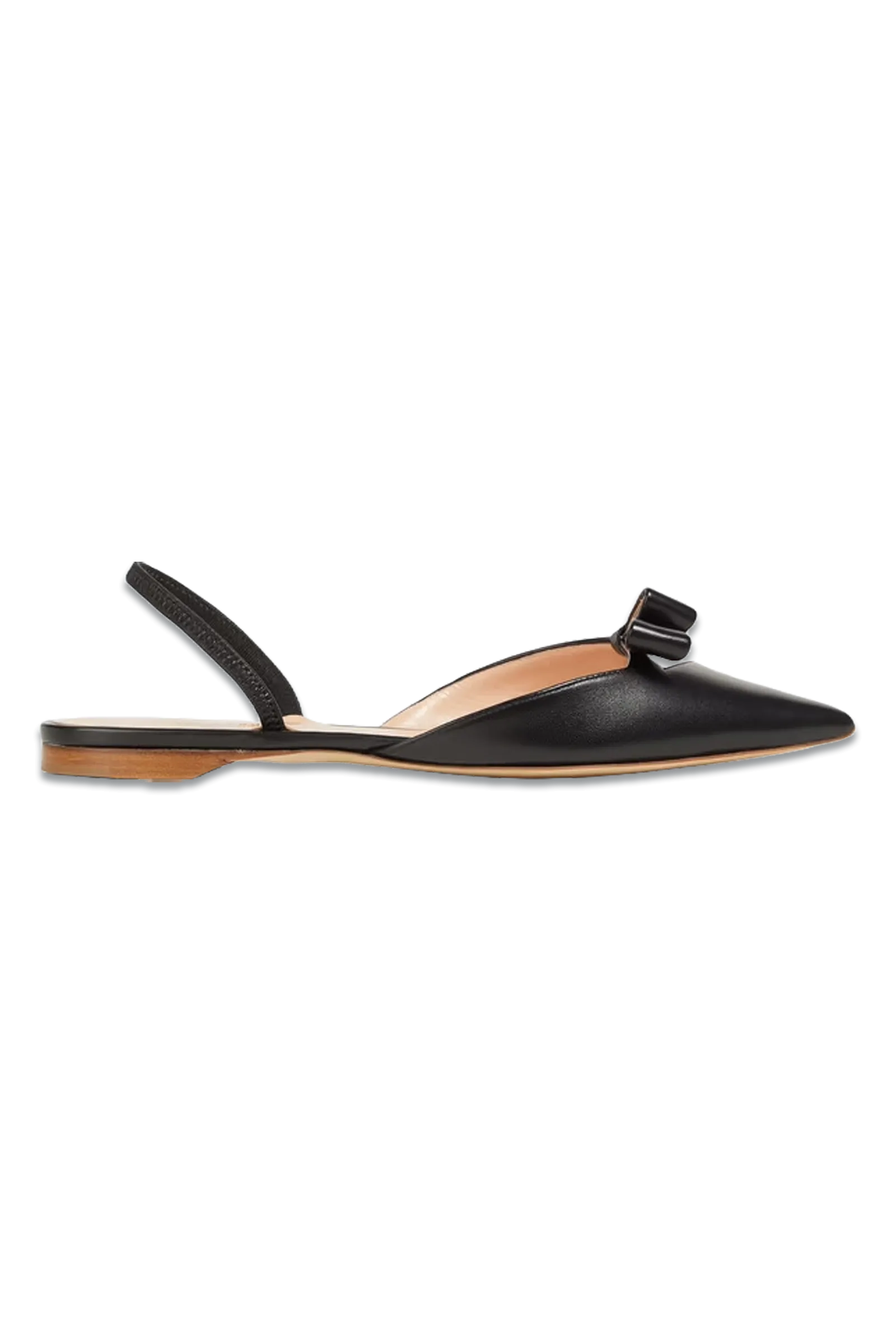 Mercato Cutout Bow-Detailed Leather Point-Toe Slingback Flats