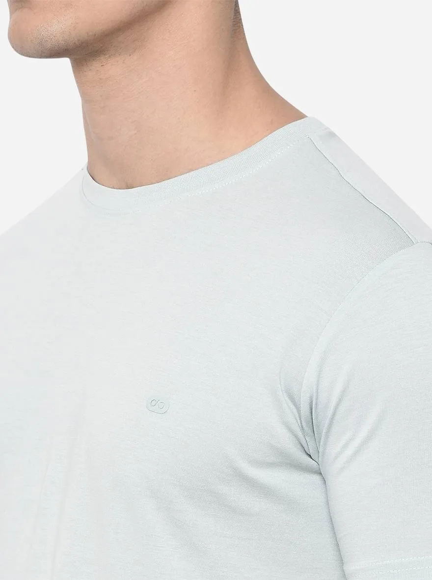 Mint Green Solid Slim Fit T-Shirt | JadeBlue