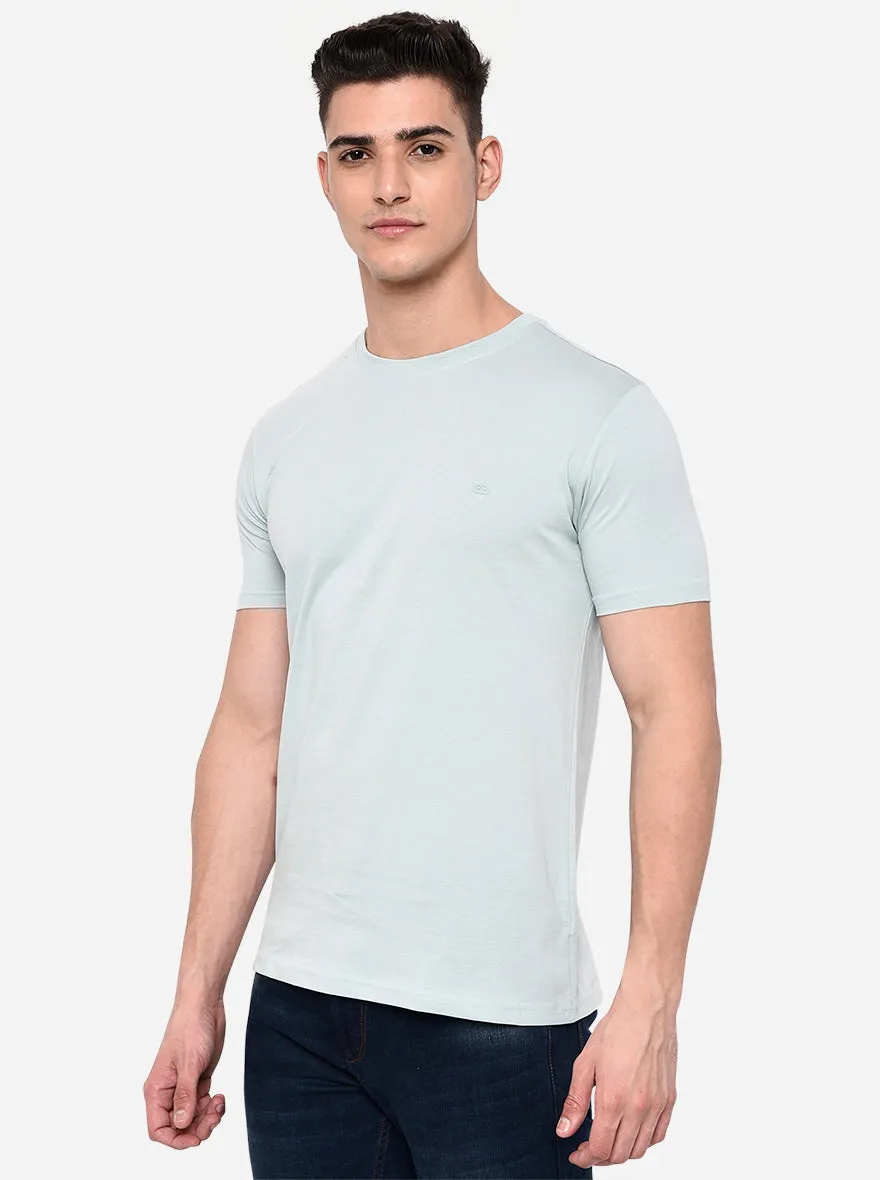 Mint Green Solid Slim Fit T-Shirt | JadeBlue