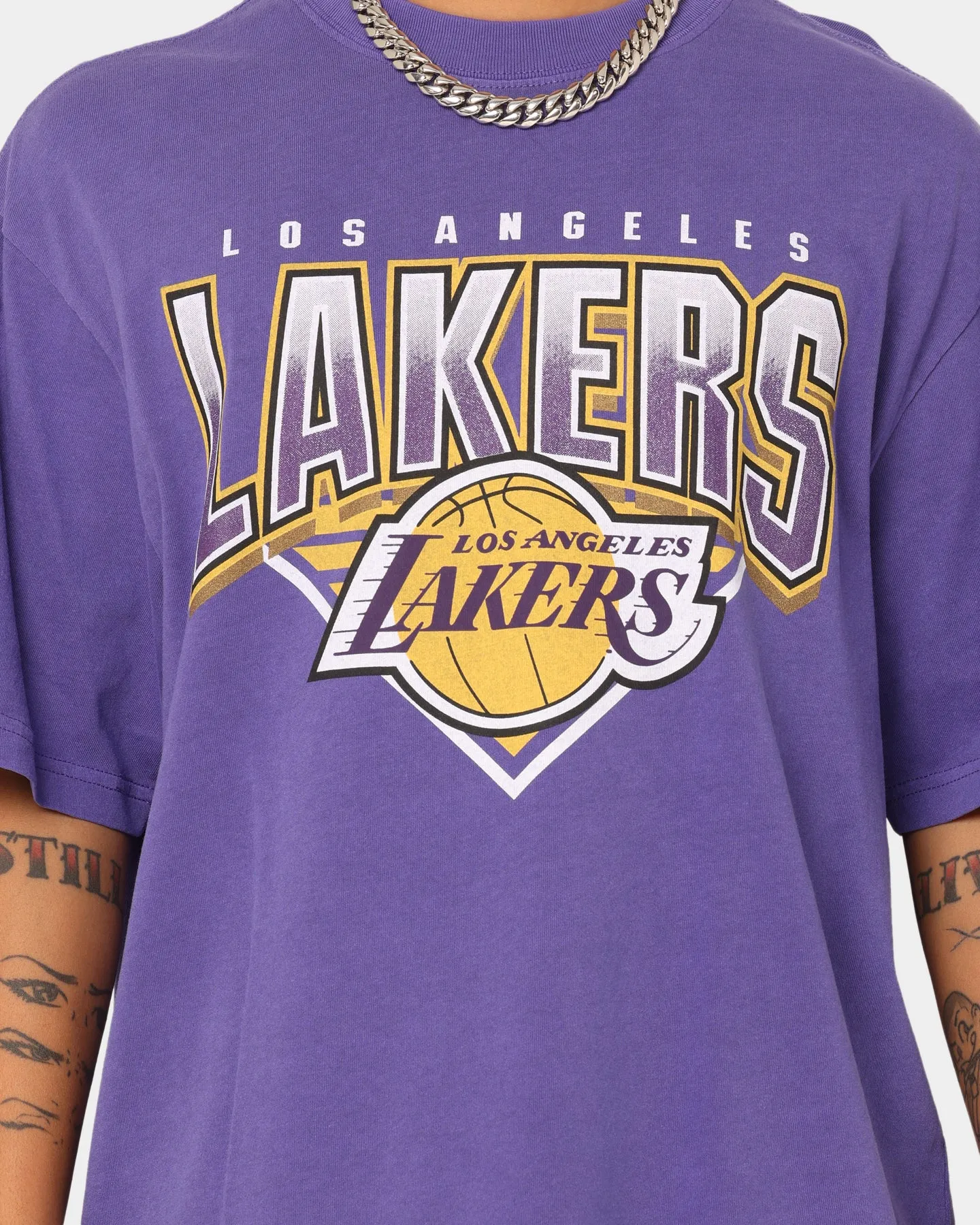 Mitchell & Ness Los Angeles Lakers Metallic Shadow T-Shirt Faded Purple