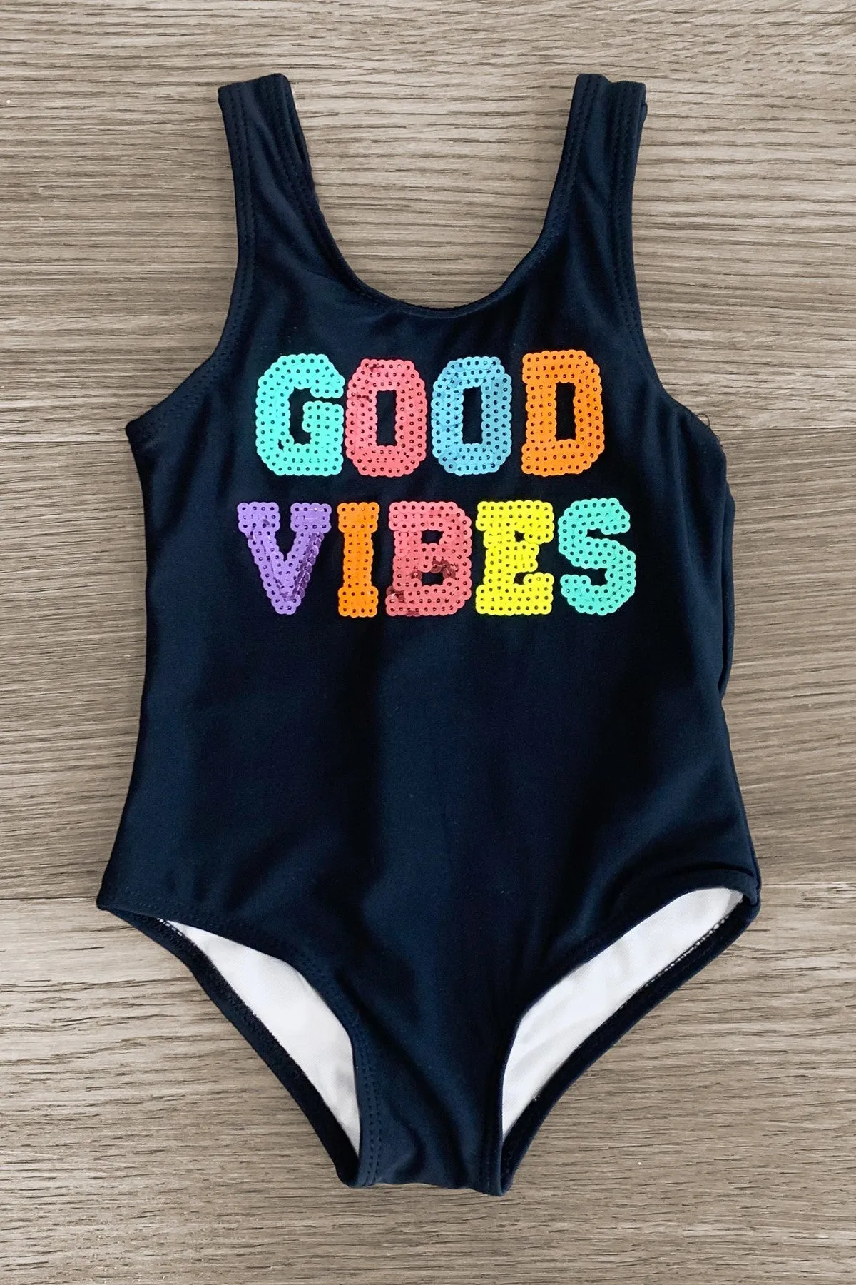 Mom & Me - "Good Vibes" Black Sequin Swimsuit