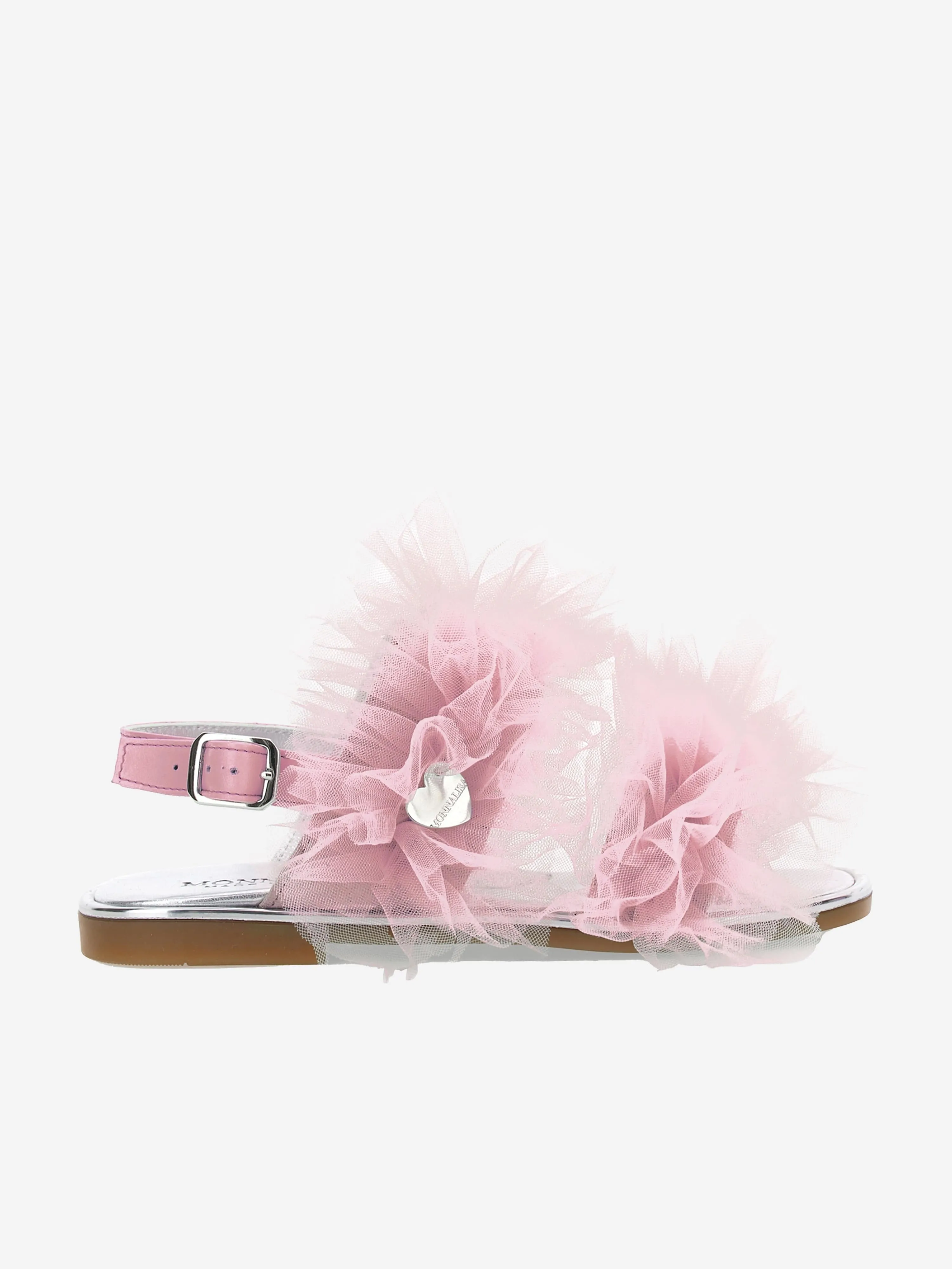 Monnalisa Girls Ruched Tulle Sandals in Pink