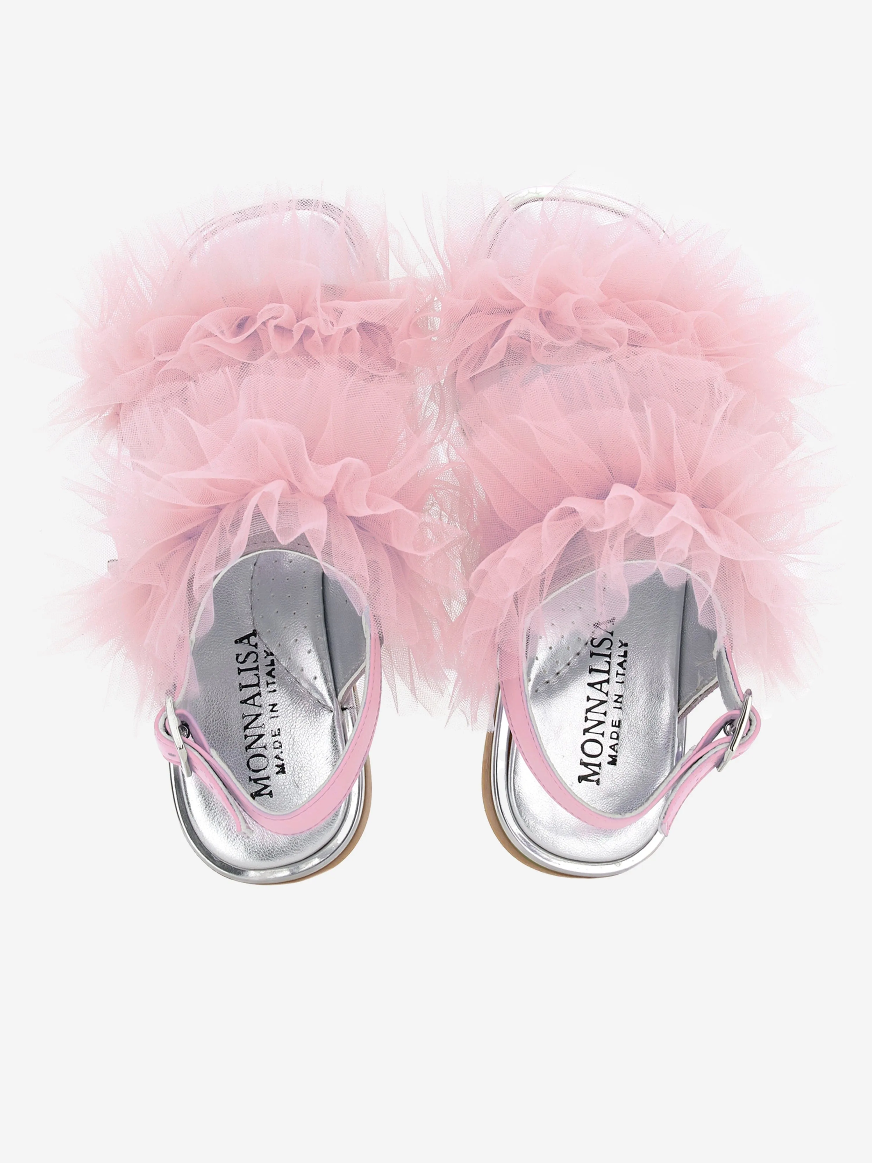 Monnalisa Girls Ruched Tulle Sandals in Pink