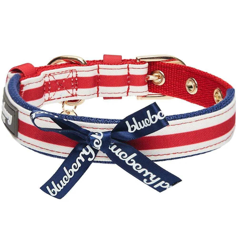 Nautical Dog Collars Summer Beach Stripe Dog Collar with Décor Bowtie Vacation Bon Voyage Collar for S M L Pets