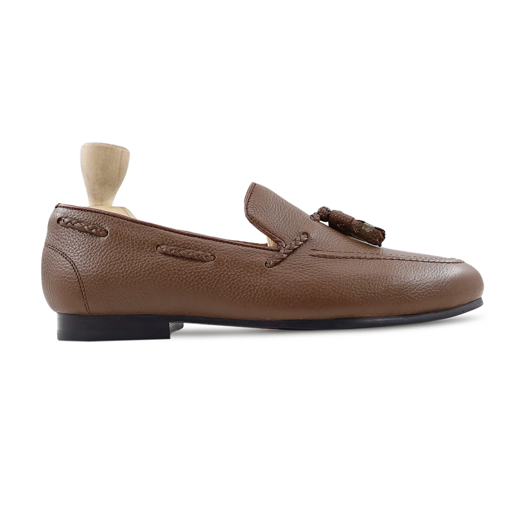 Nibol - Men's Brown Pebble Grain Leather Loafer