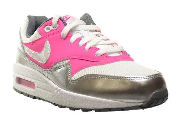 Nike Air Max 1 (GS) Big Kids Shoes White/White-Pink Pow-Cool Grey