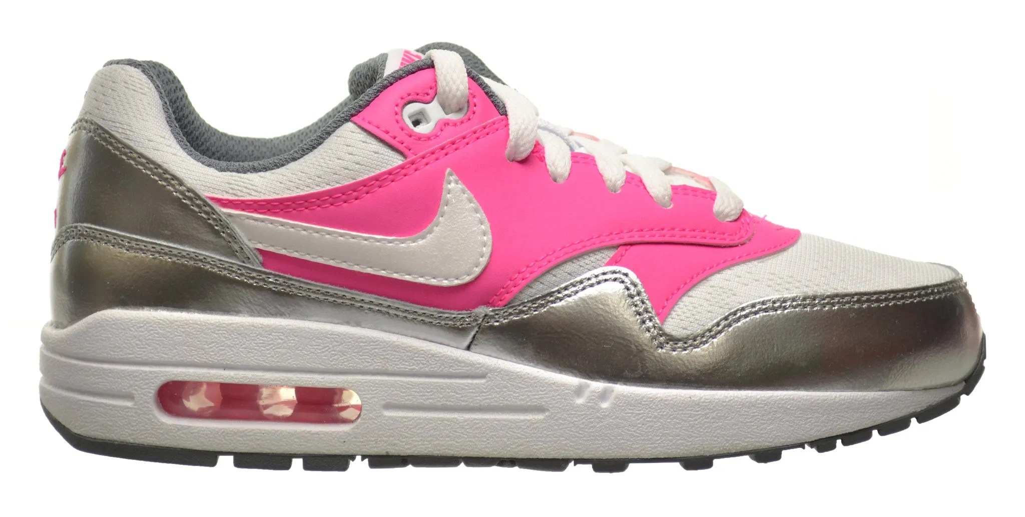 Nike Air Max 1 (GS) Big Kids Shoes White/White-Pink Pow-Cool Grey