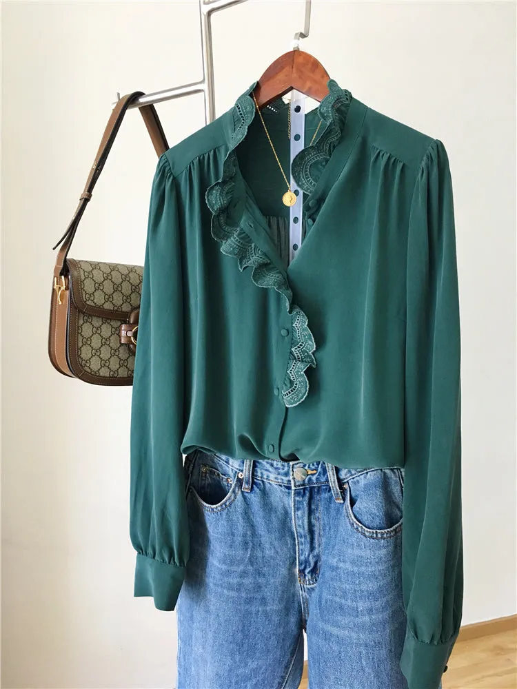 NoNothing | Stunning 100% silk blouse in green