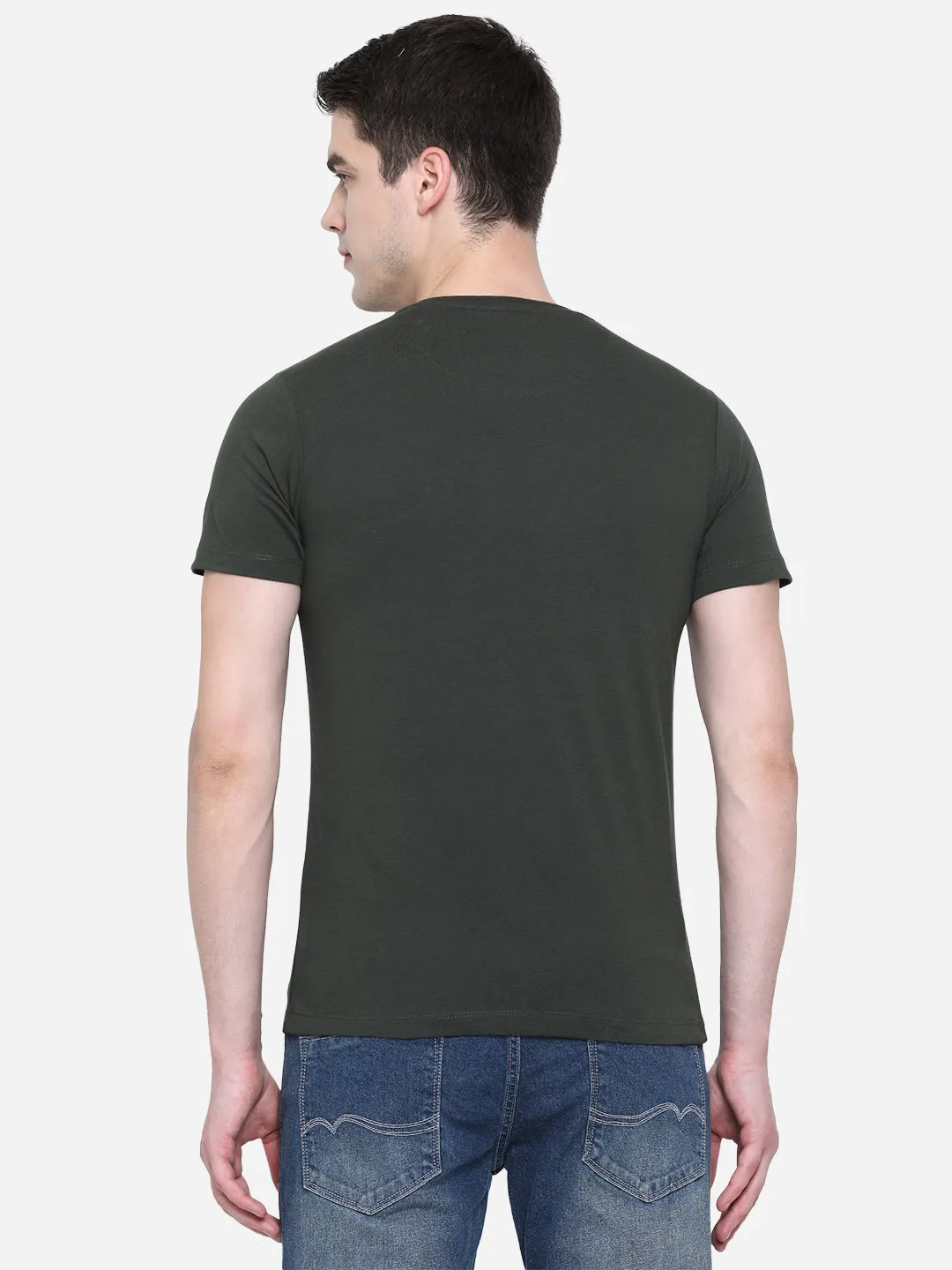 Olive Solid Slim Fit T-Shirt | Greenfibre