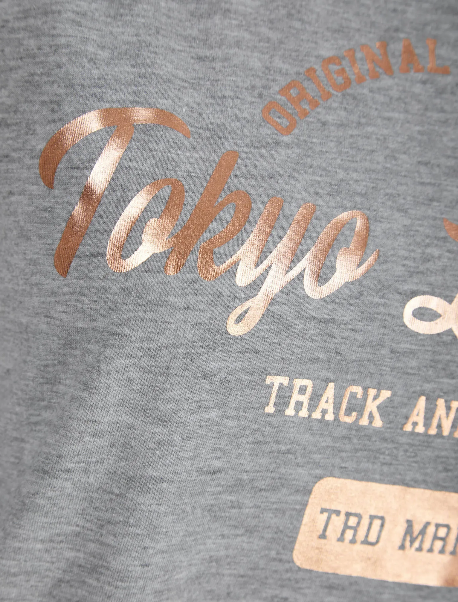 Payton Rose Gold Foil Motif Cotton Jersey T-Shirt in Light Grey Marl - Tokyo Laundry