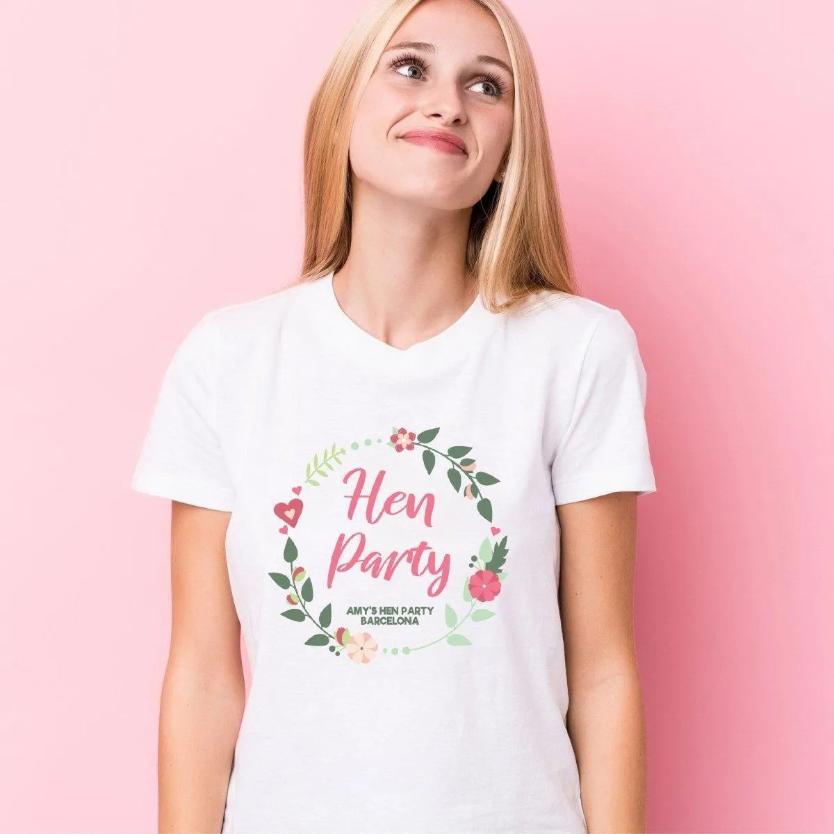 Personalised Bride To Be Tops, Wreath Hen Party T-shirts, Vintage Hen Night T-shirts, Organic Hen Party Tops, Bride To Be Tops, Vintage