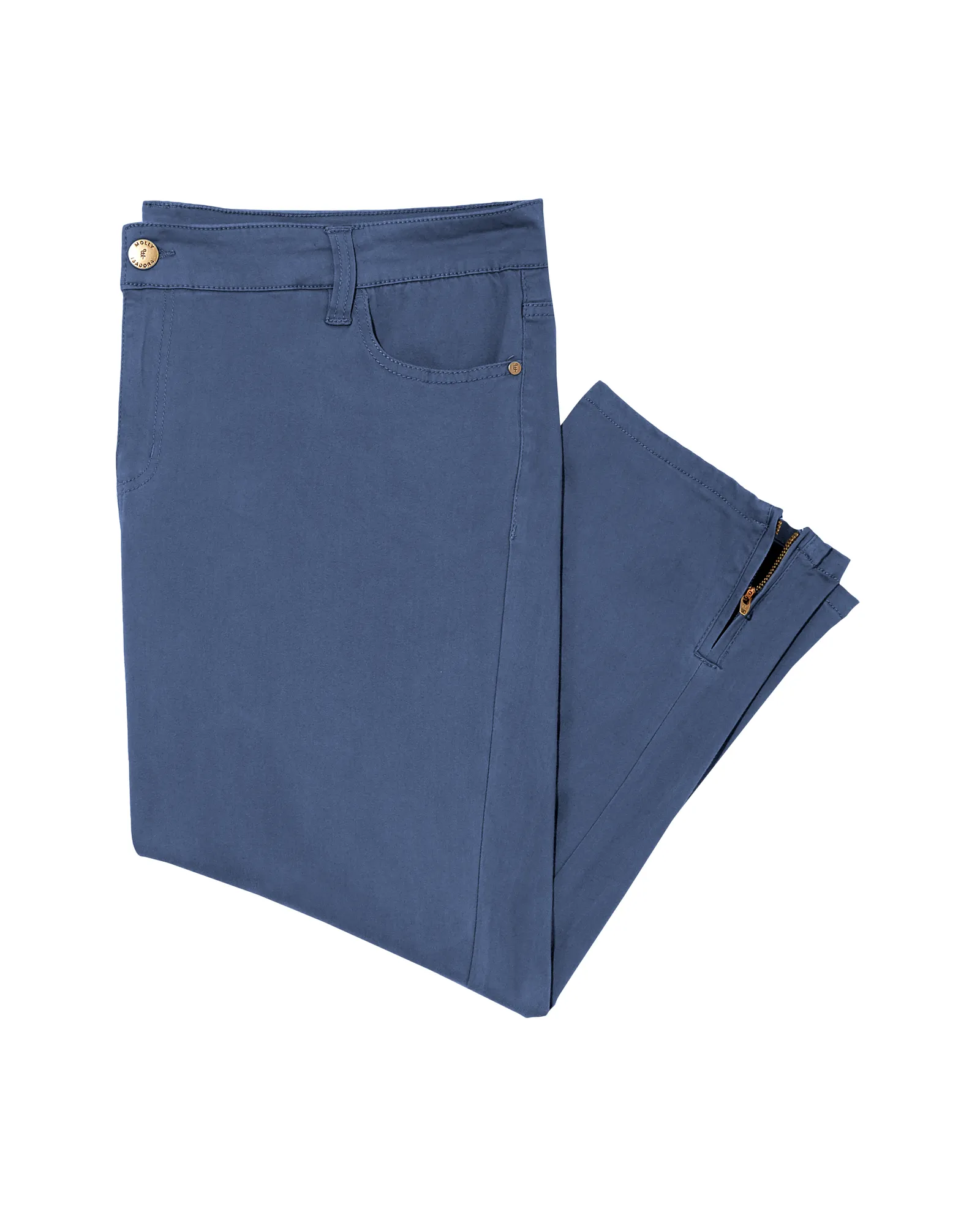 Petra 5 Pocket Capri w/ Zipper Detail | Azure Blue