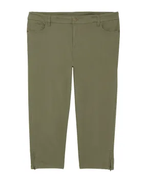 Petra 5 Pocket Capri w/ Zipper Detail | Olive Green