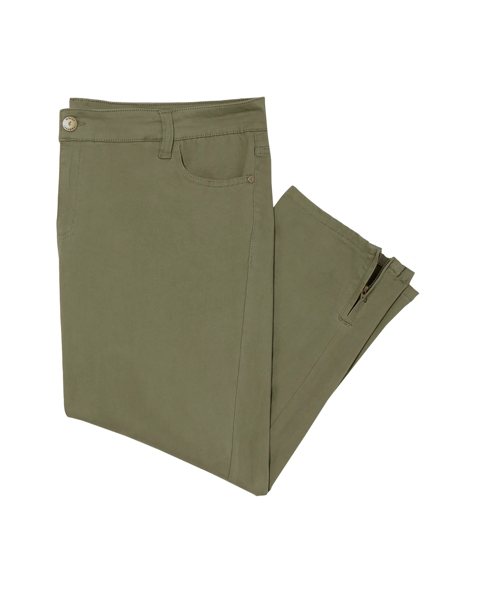 Petra 5 Pocket Capri w/ Zipper Detail | Olive Green