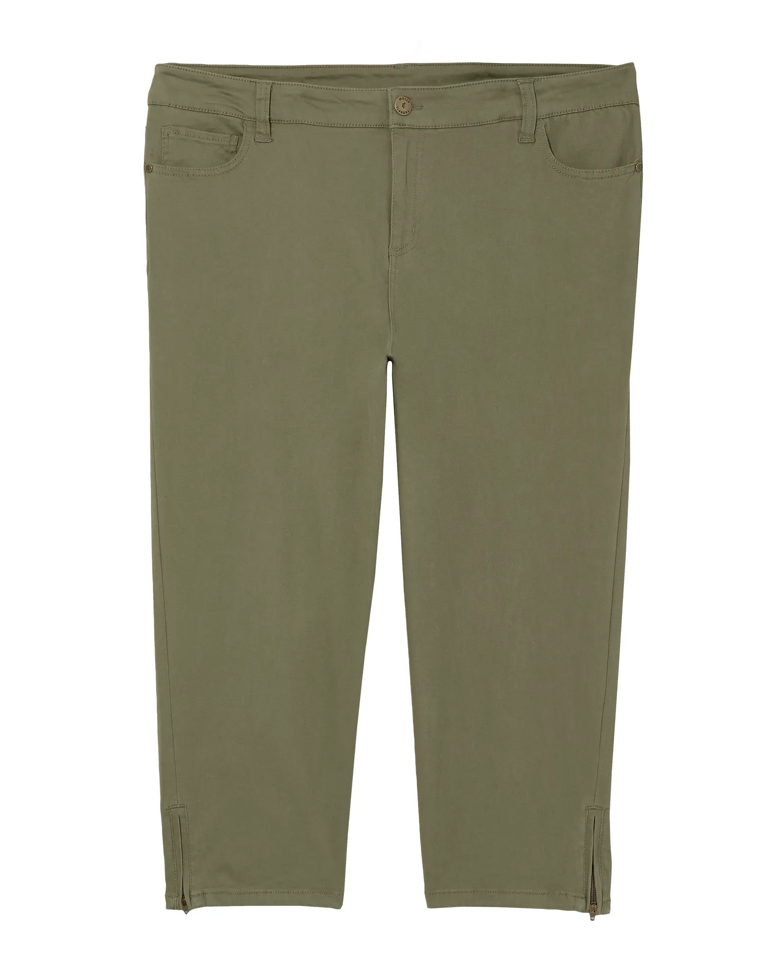 Petra 5 Pocket Capri w/ Zipper Detail | Olive Green