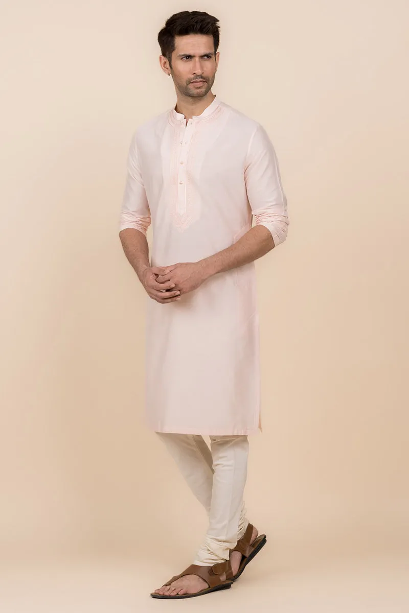 Pink Tonal Embroidered Kurta Set