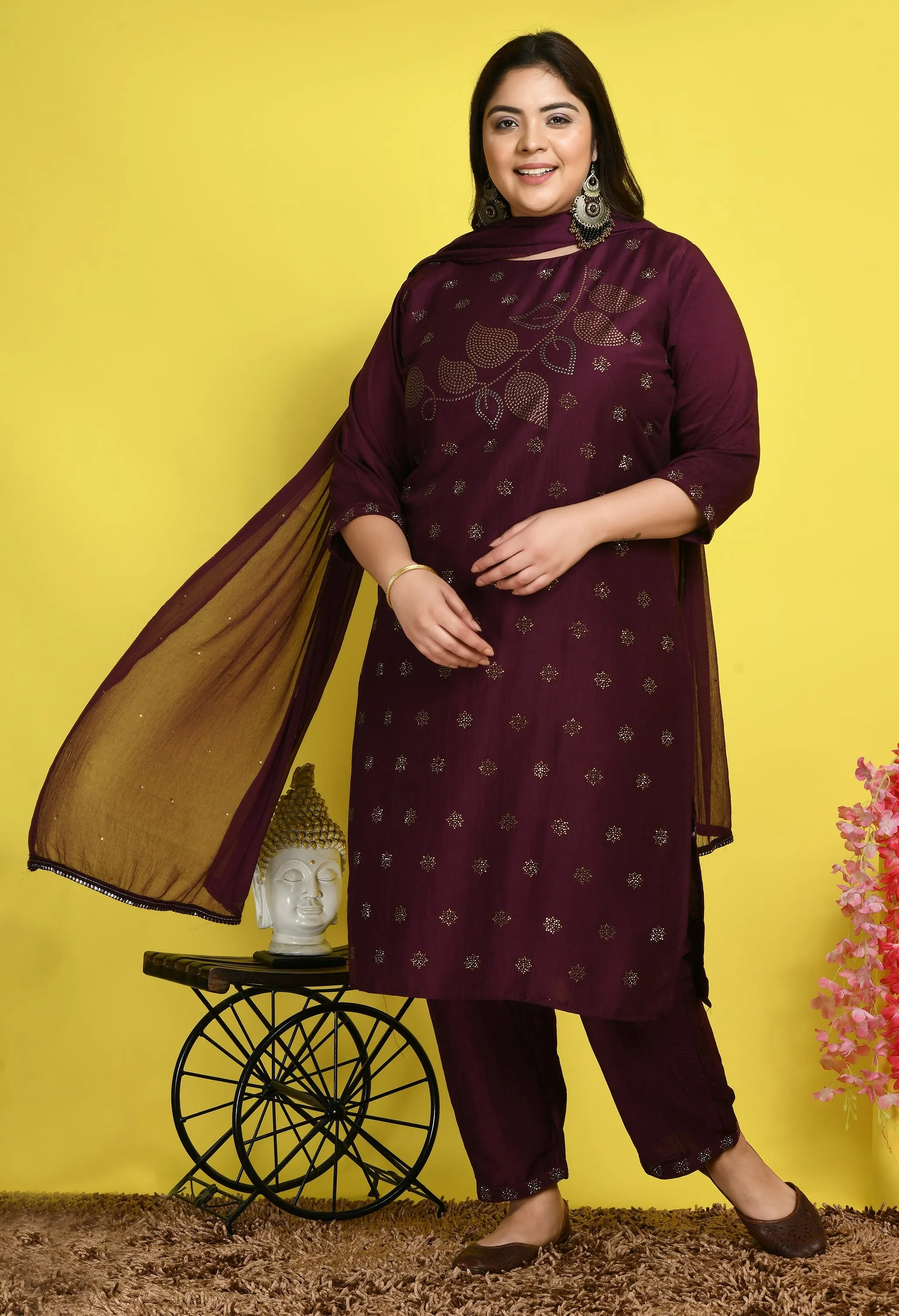 Plus Size Sparkling Wine Kurta Set