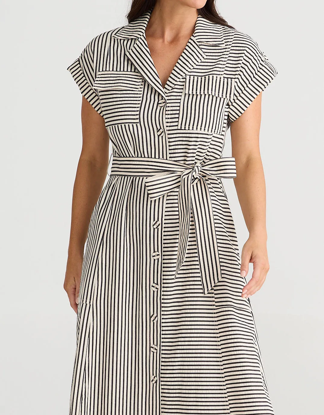 Portia Midi Dress - White/Black