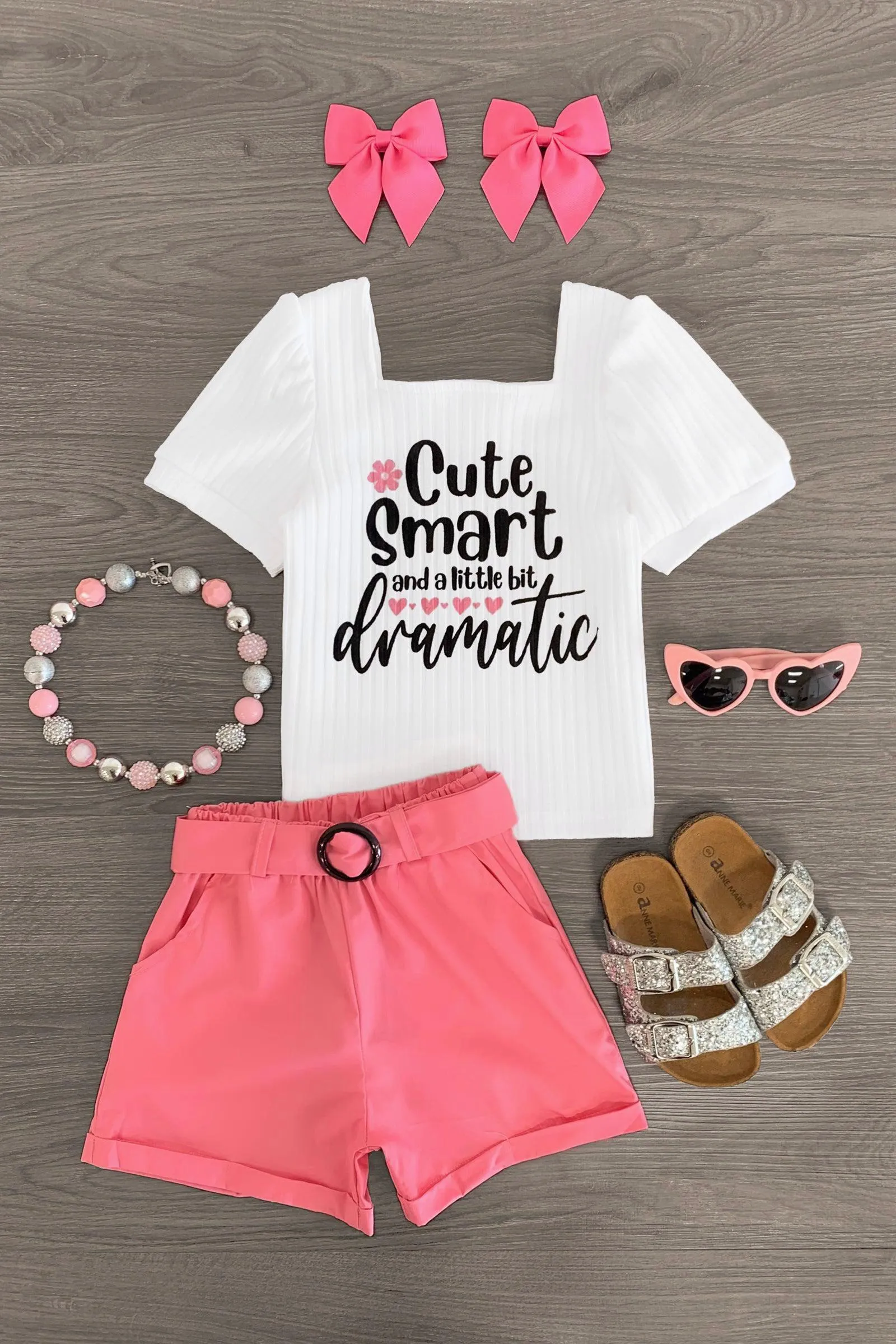 "Cute, Smart & A Little Bit Dramatic" Pink Short Set