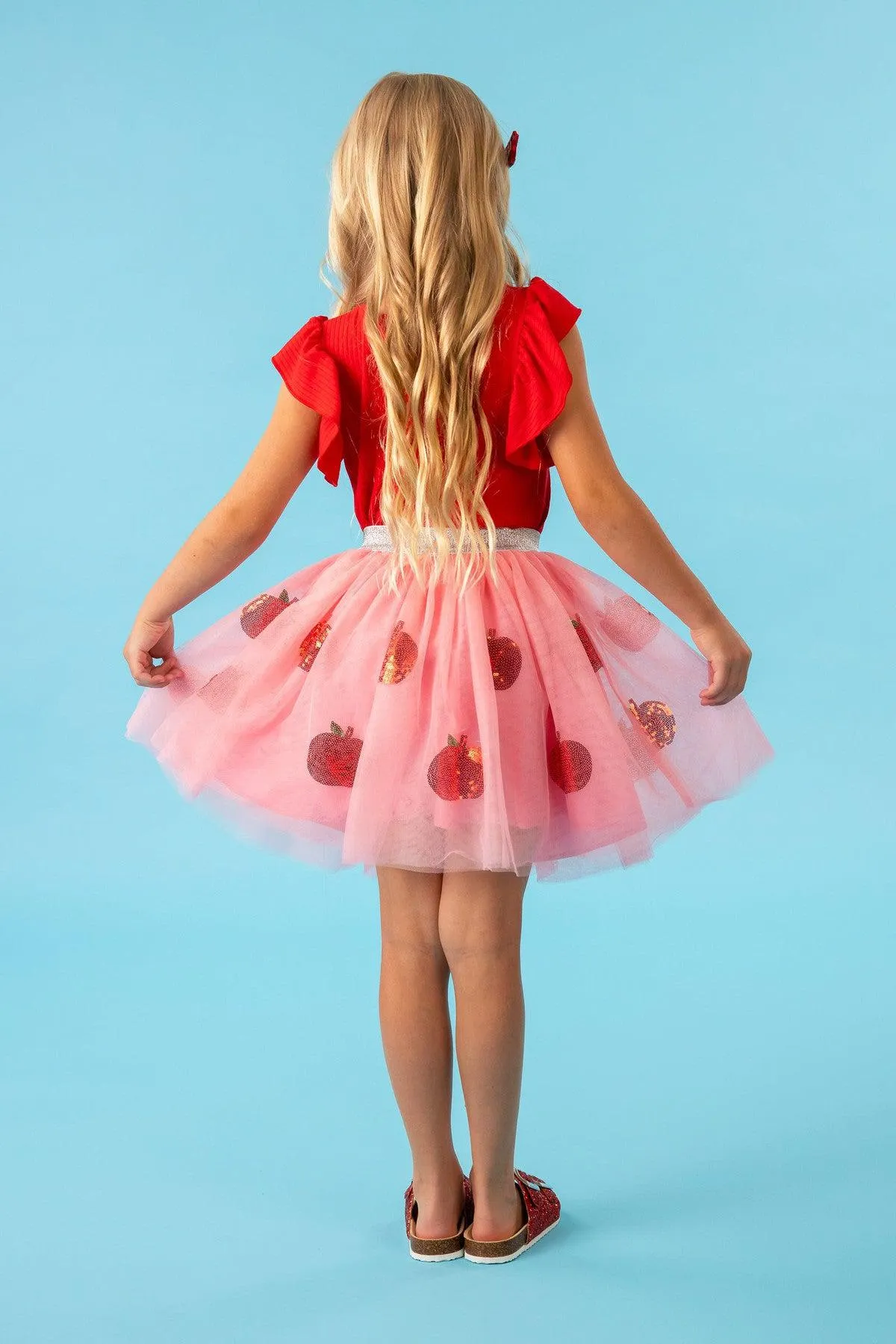 "Pre-K - 4th Grade" Pink Apple Tutu Skirt Set