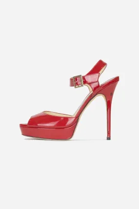 Red Patent Leather Platform Sandals