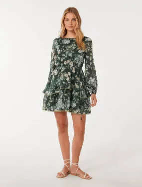 Remi Printed Tiered Skater Dress