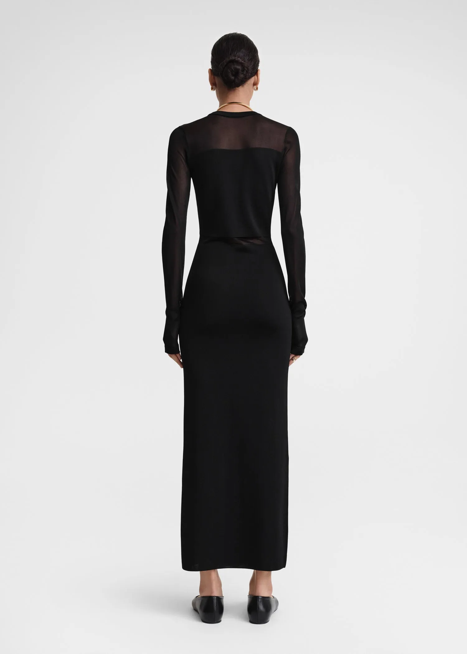 Semi-sheer knitted cocktail dress black