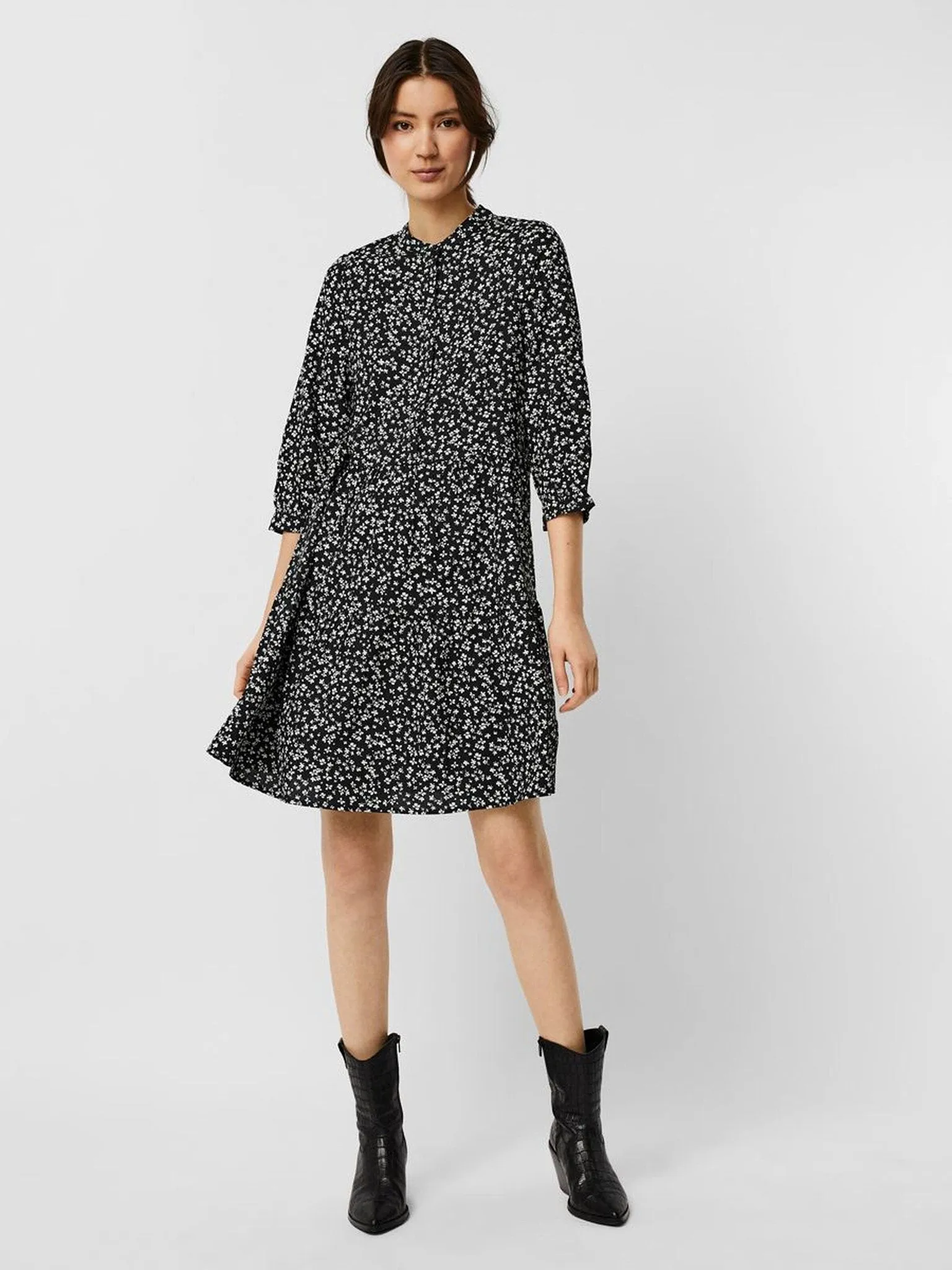 Simone mini dress - Black-flowered