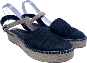 Simply Be Black Woven Espadrille Wedge Sandals UK 7