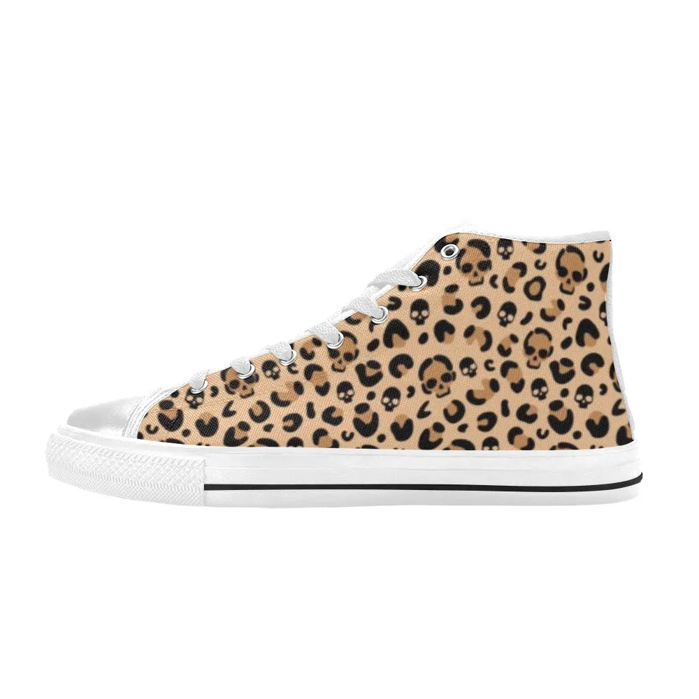 Skull Leopard Print Classic High Top Sneakers