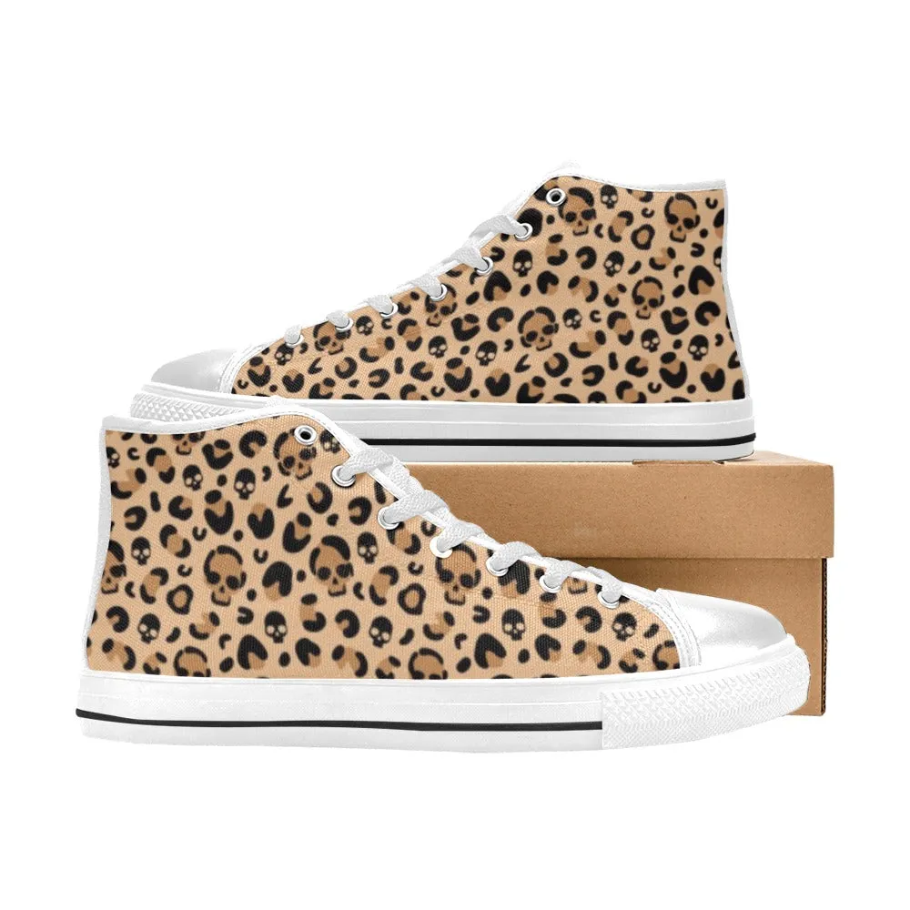 Skull Leopard Print Classic High Top Sneakers