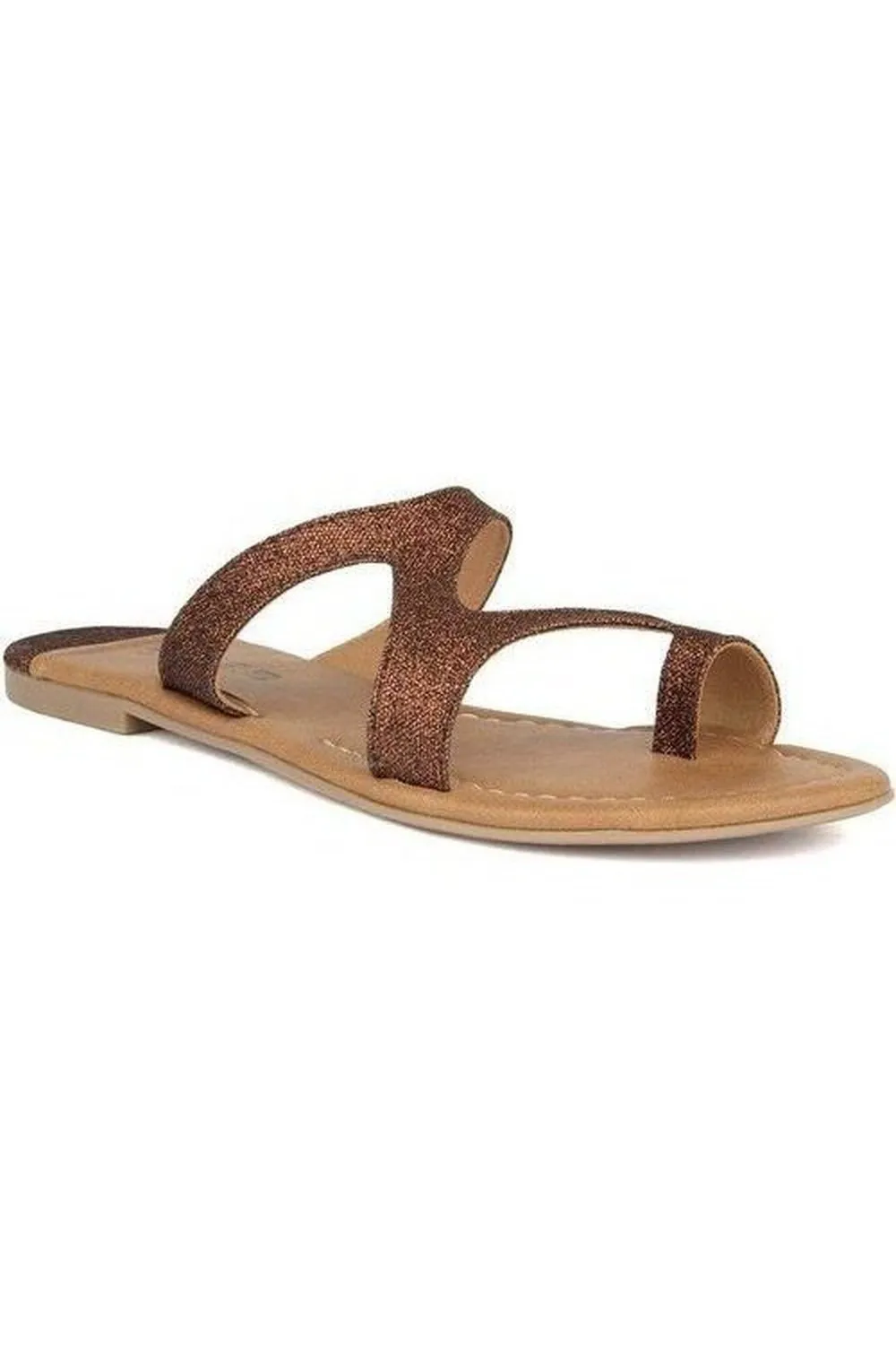 SOLES  Bronze Laser Cut Party Flat Sandals