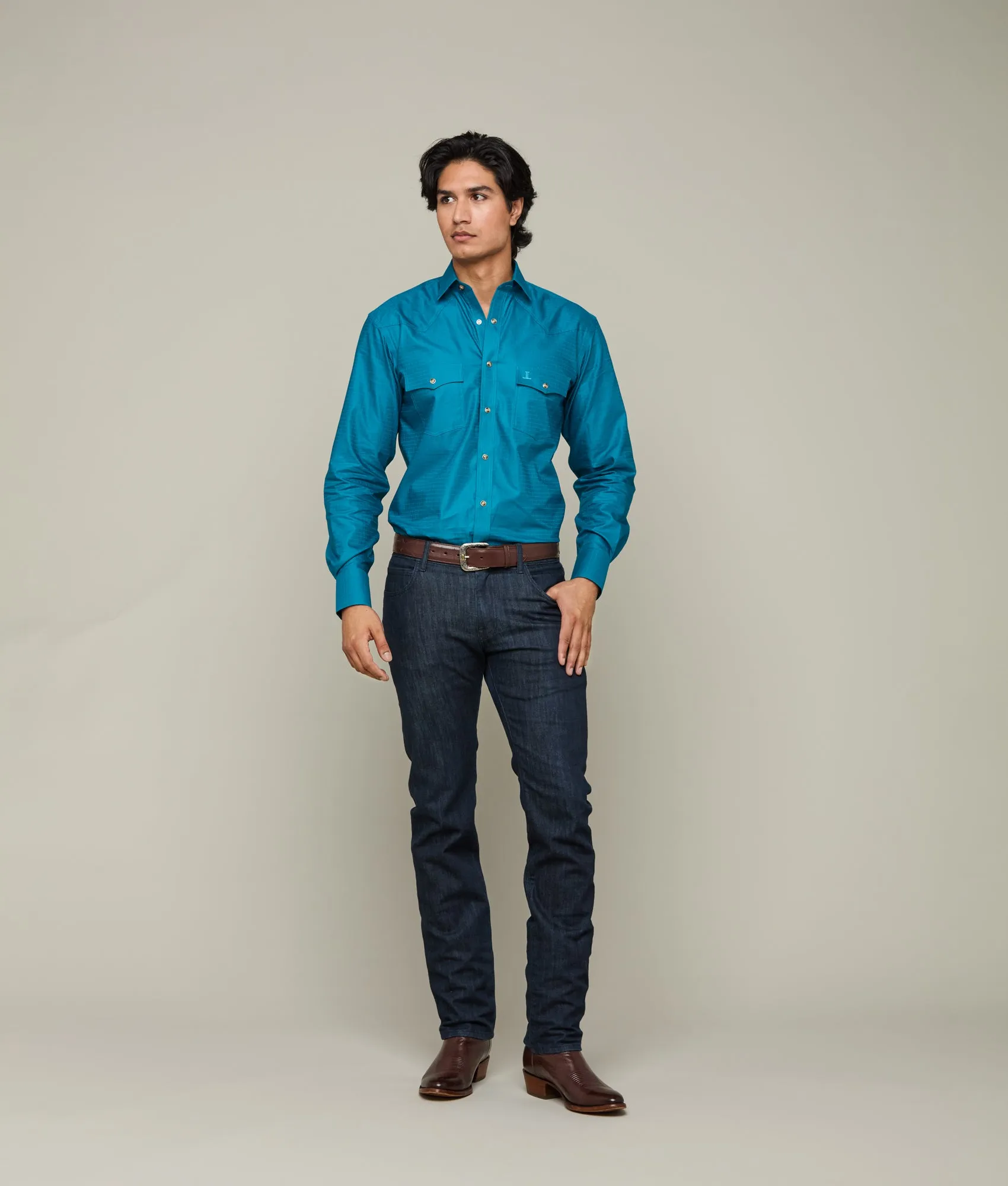 Square Dobby Shirt :: Teal