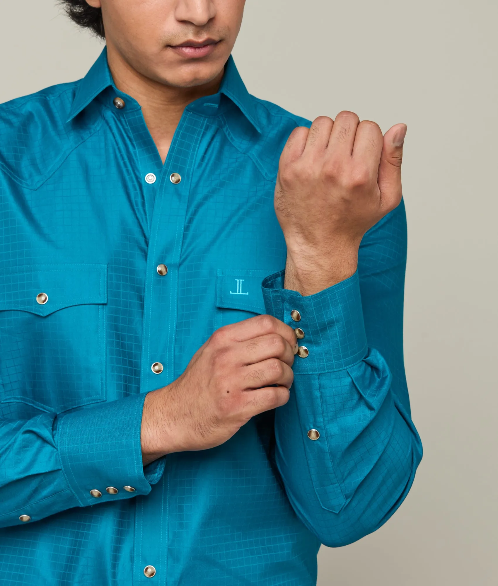 Square Dobby Shirt :: Teal