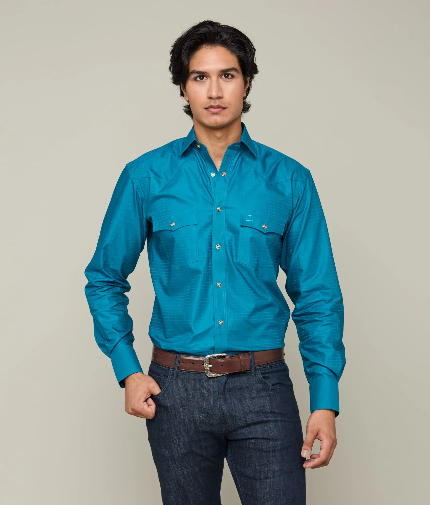 Square Dobby Shirt :: Teal