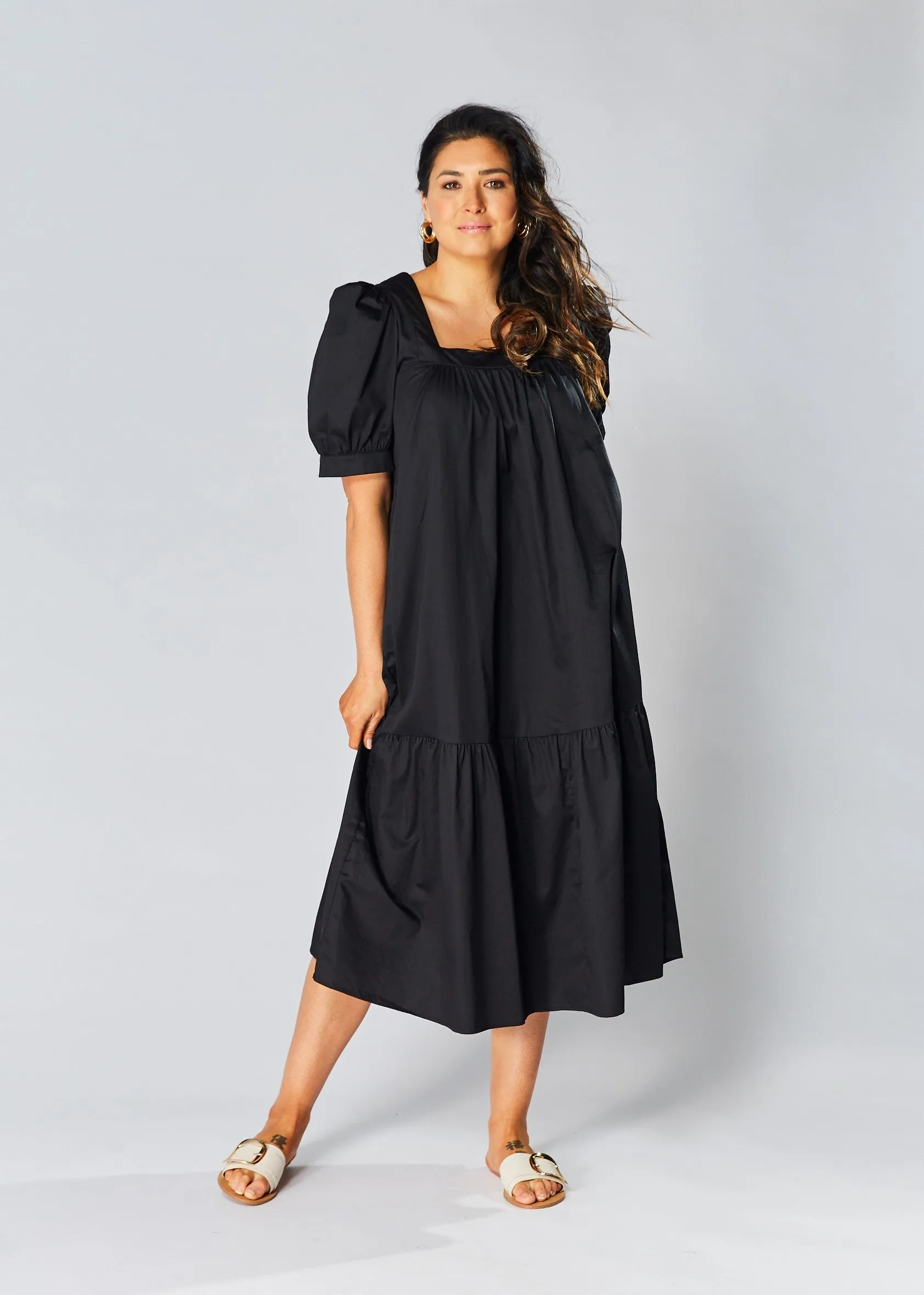 Square Neck Maxi Dress - Black