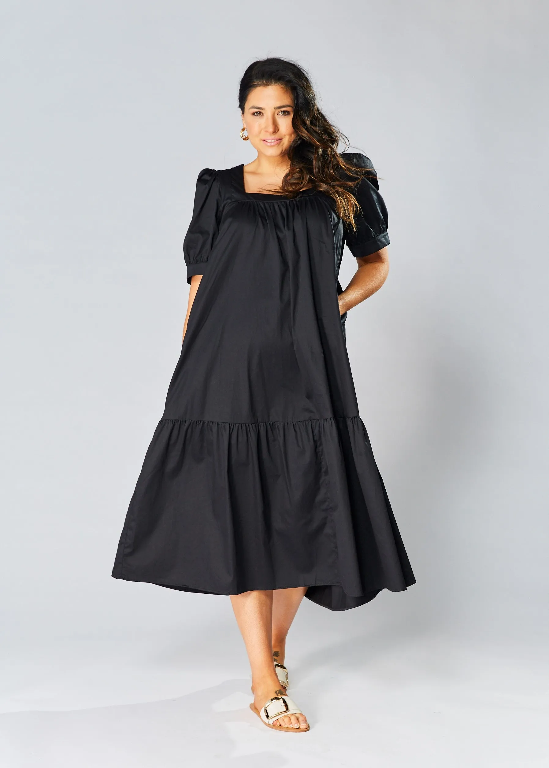 Square Neck Maxi Dress - Black